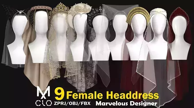 9 Female Headdress-EM 3D model 9 Female Headdress-EM 3D model