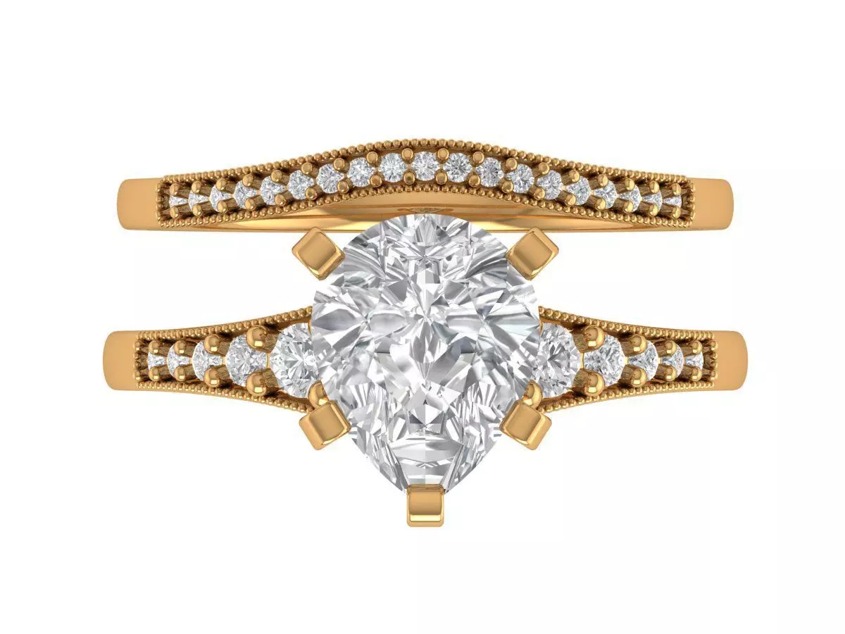 Pear Engagement Ring 3D print model_1