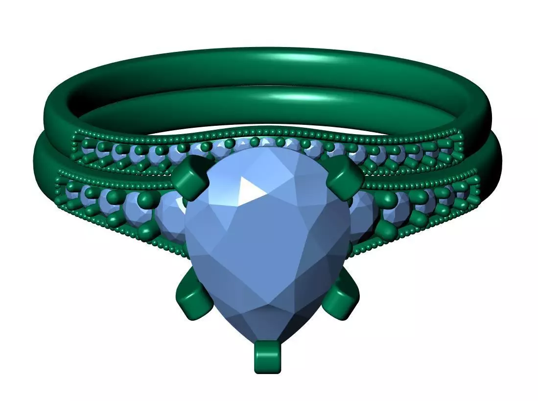 Pear Engagement Ring 3D print model_10