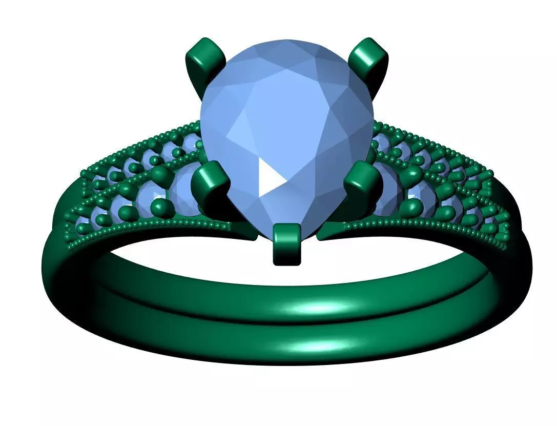 Pear Engagement Ring 3D print model_11