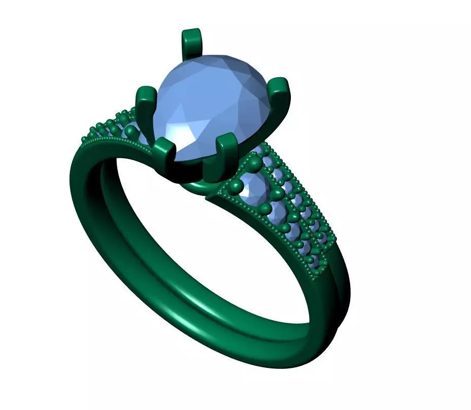 Pear Engagement Ring 3D print model_8