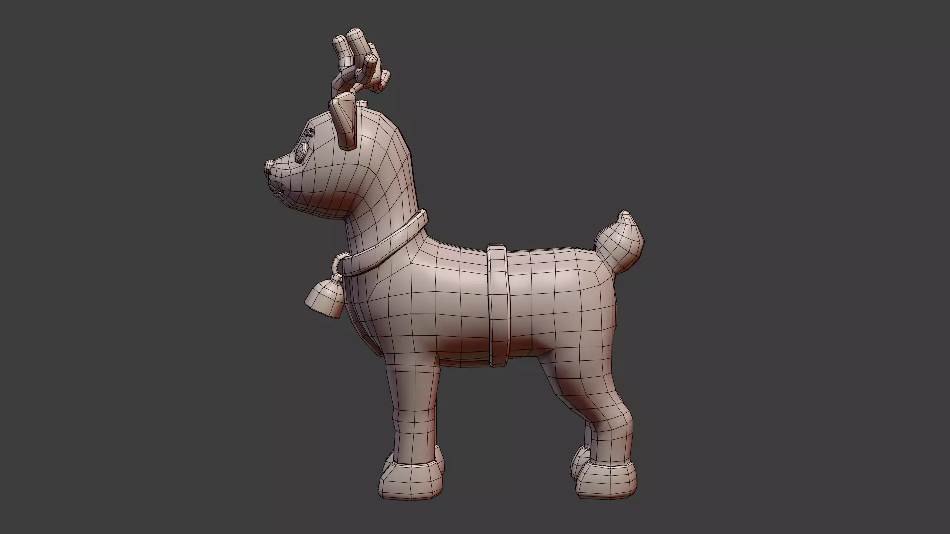 Low-Poly Cartoon Christmas Reindeer with Rig Low-poly 3D model_5