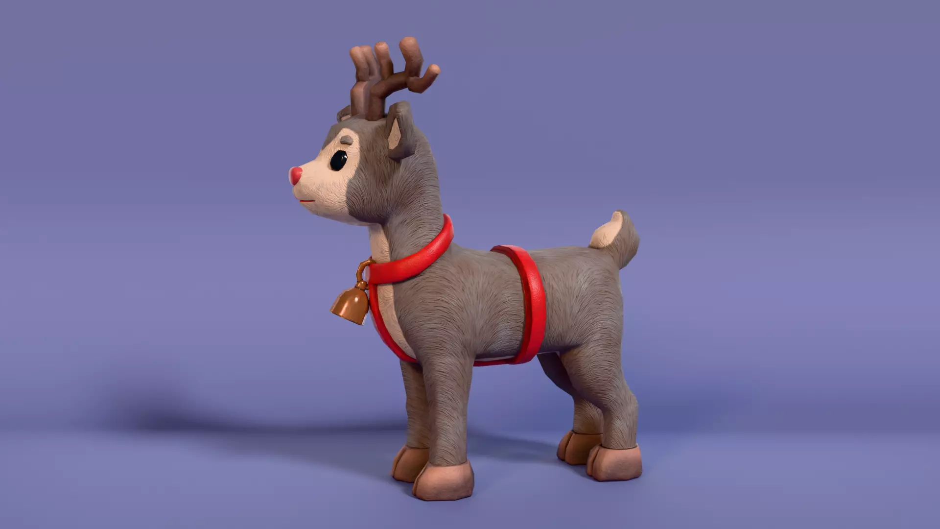 Low-Poly Cartoon Christmas Reindeer with Rig Low-poly 3D model_1