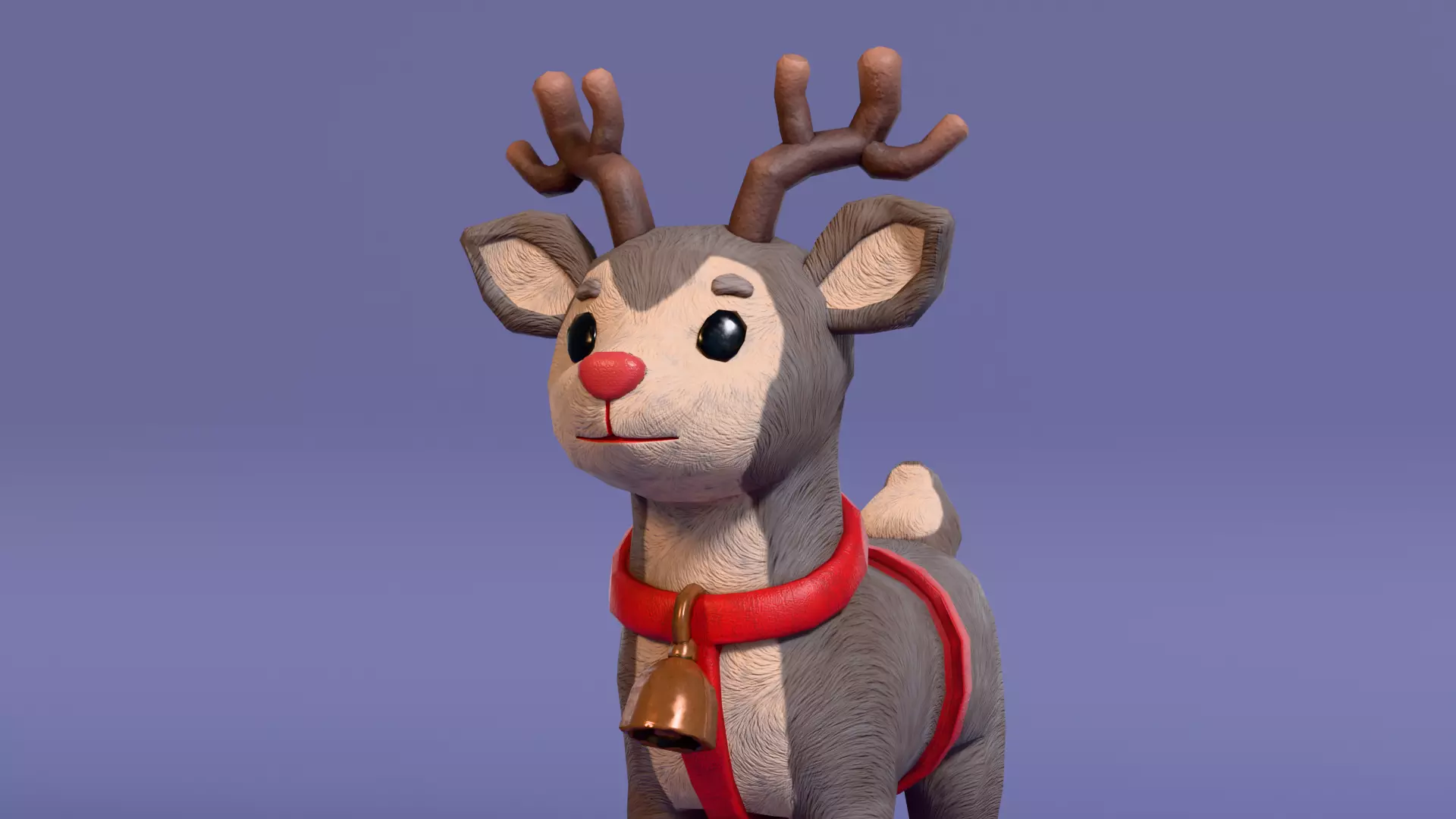 Low-Poly Cartoon Christmas Reindeer with Rig Low-poly 3D model_7