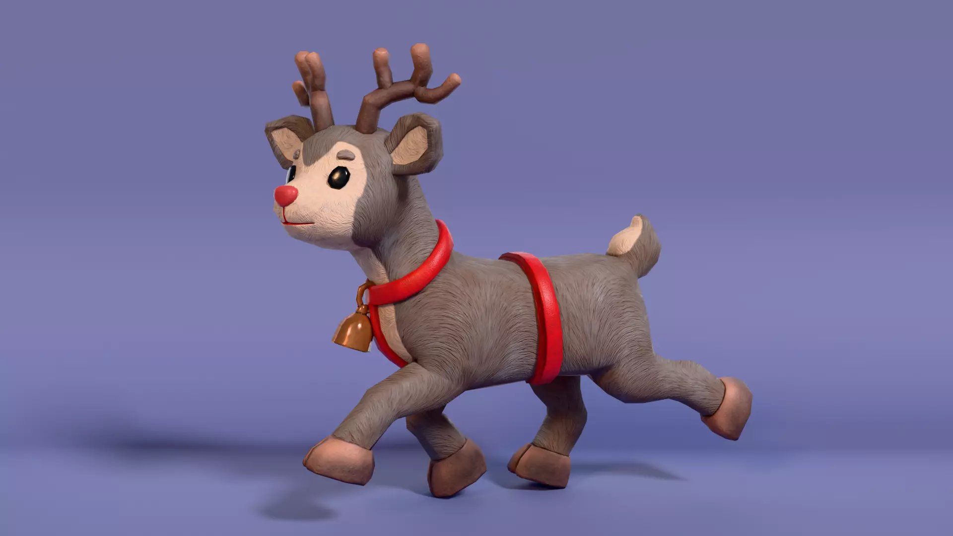 Low-Poly Cartoon Christmas Reindeer with Rig Low-poly 3D model_0