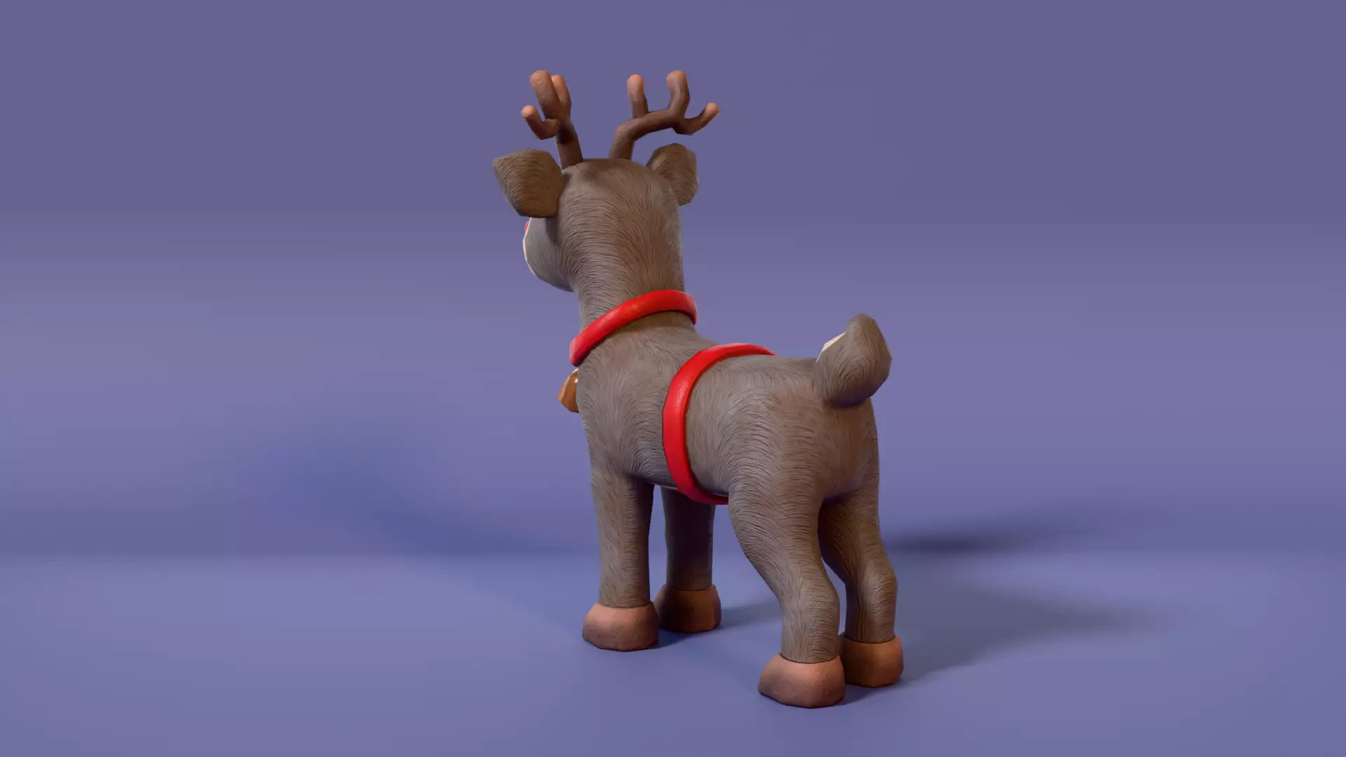 Low-Poly Cartoon Christmas Reindeer with Rig Low-poly 3D model_3