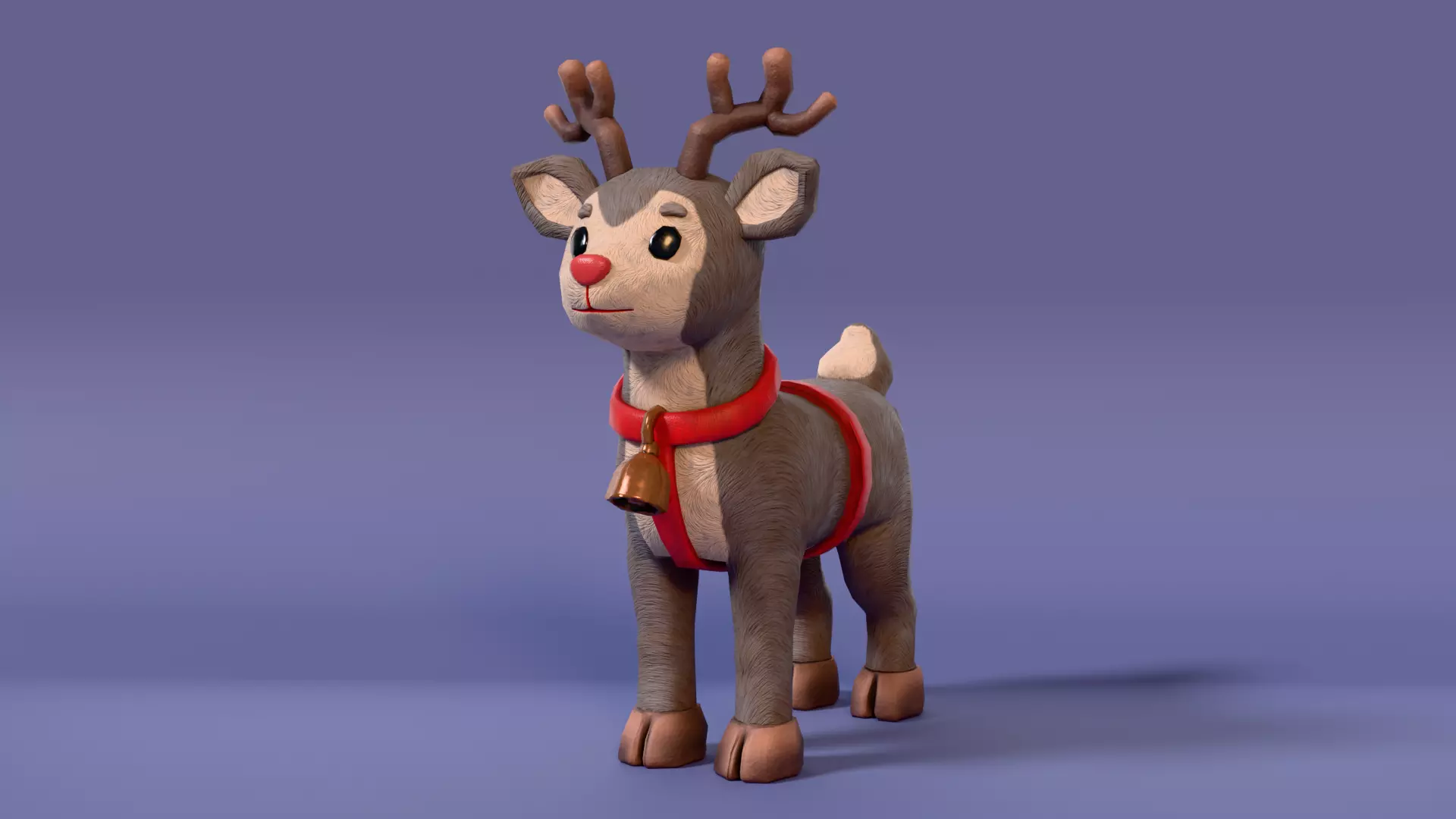 Low-Poly Cartoon Christmas Reindeer with Rig Low-poly 3D model_2