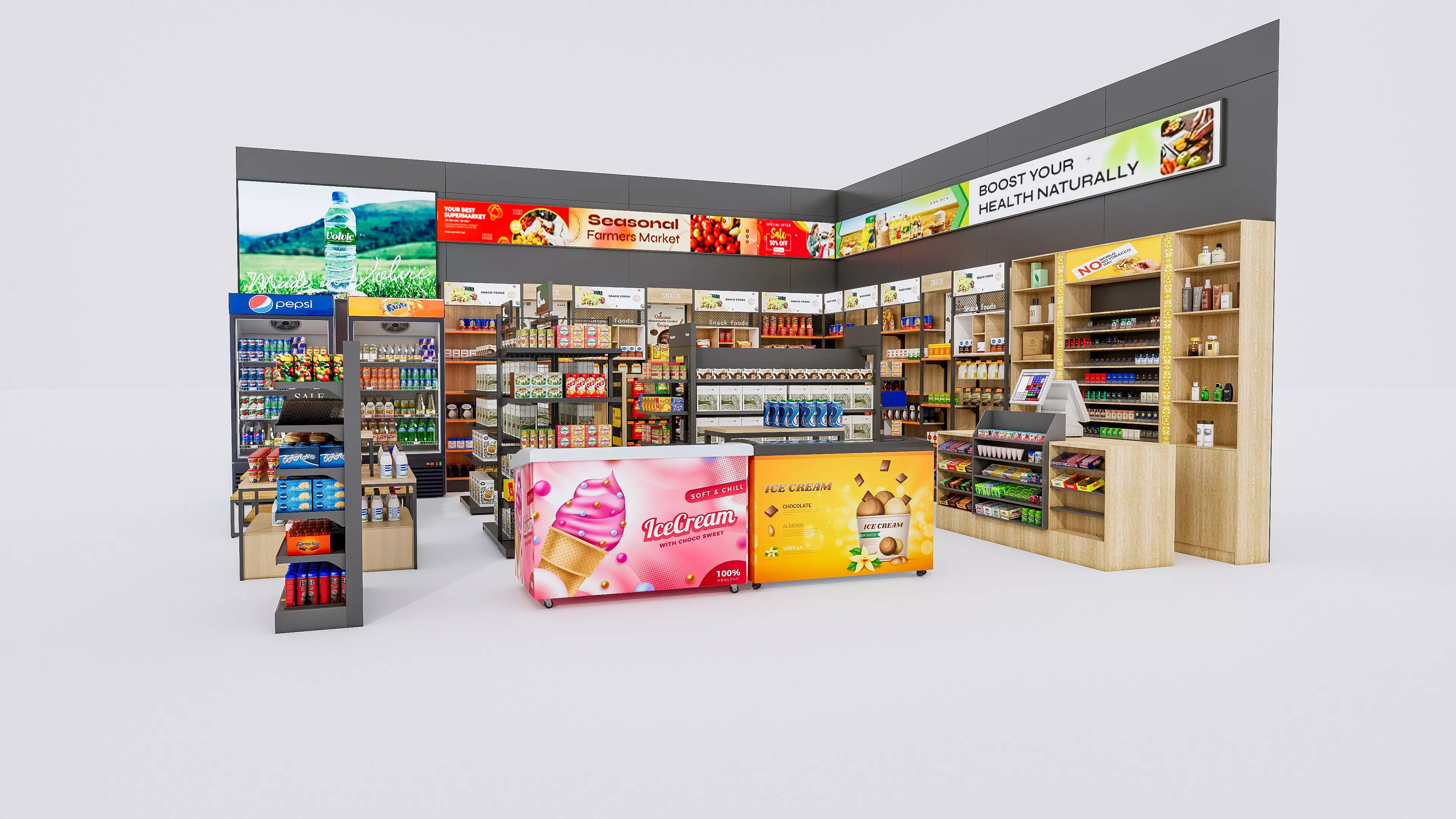 Supermarket Convenience Store Shelves Display Racks 4 3D model_17