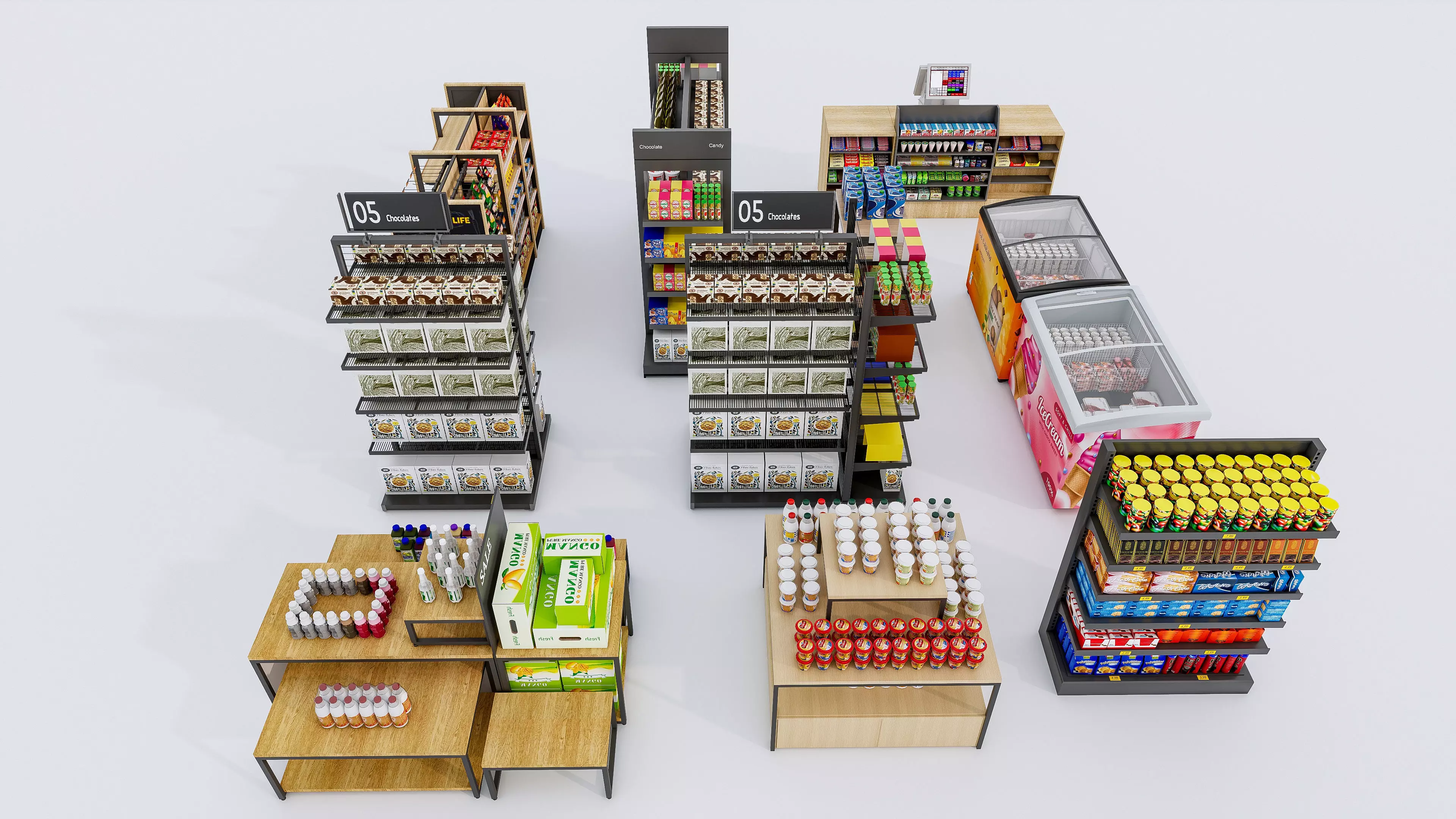 Supermarket Convenience Store Shelves Display Racks 4 3D model_3