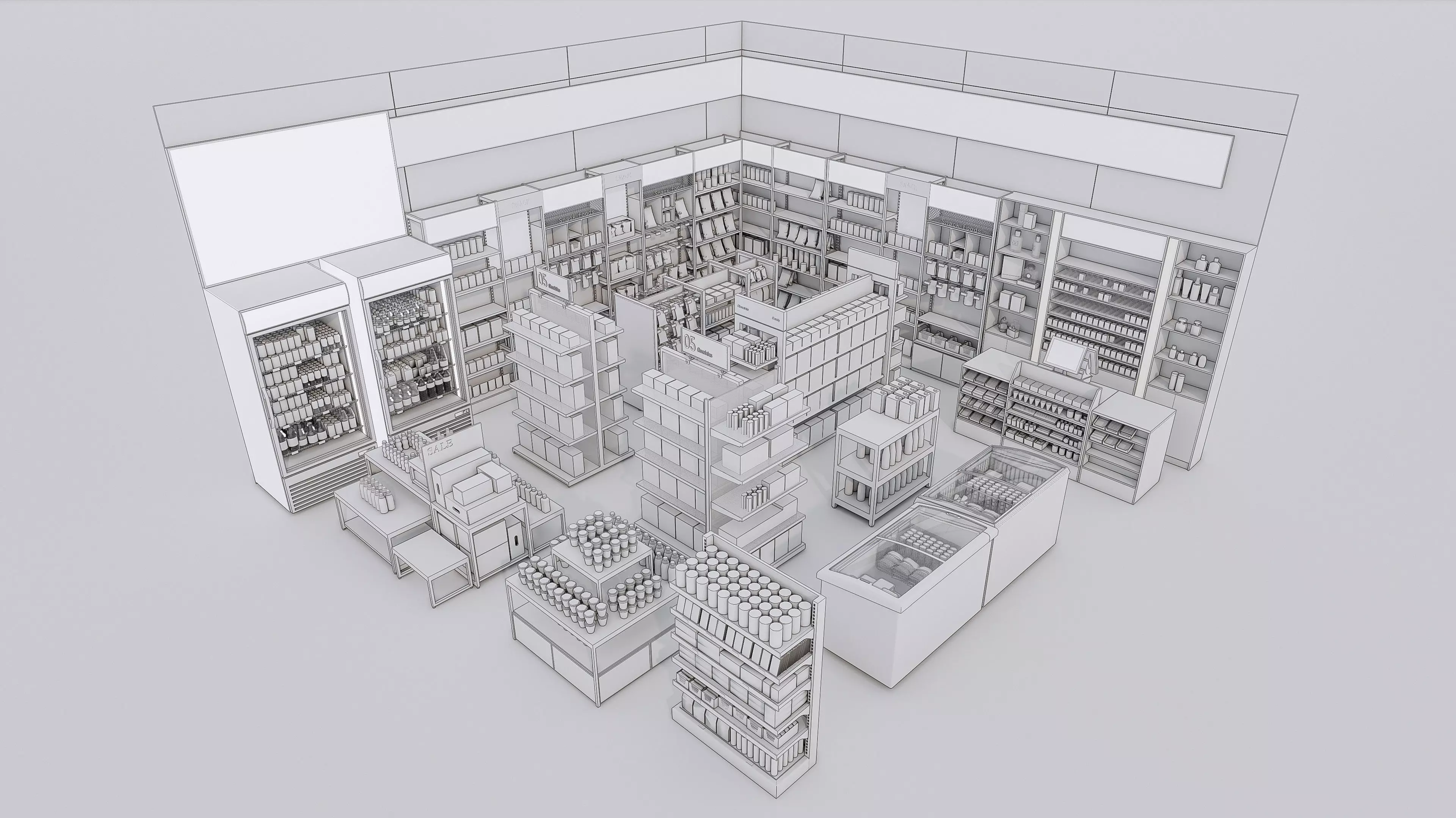 Supermarket Convenience Store Shelves Display Racks 4 3D model_19
