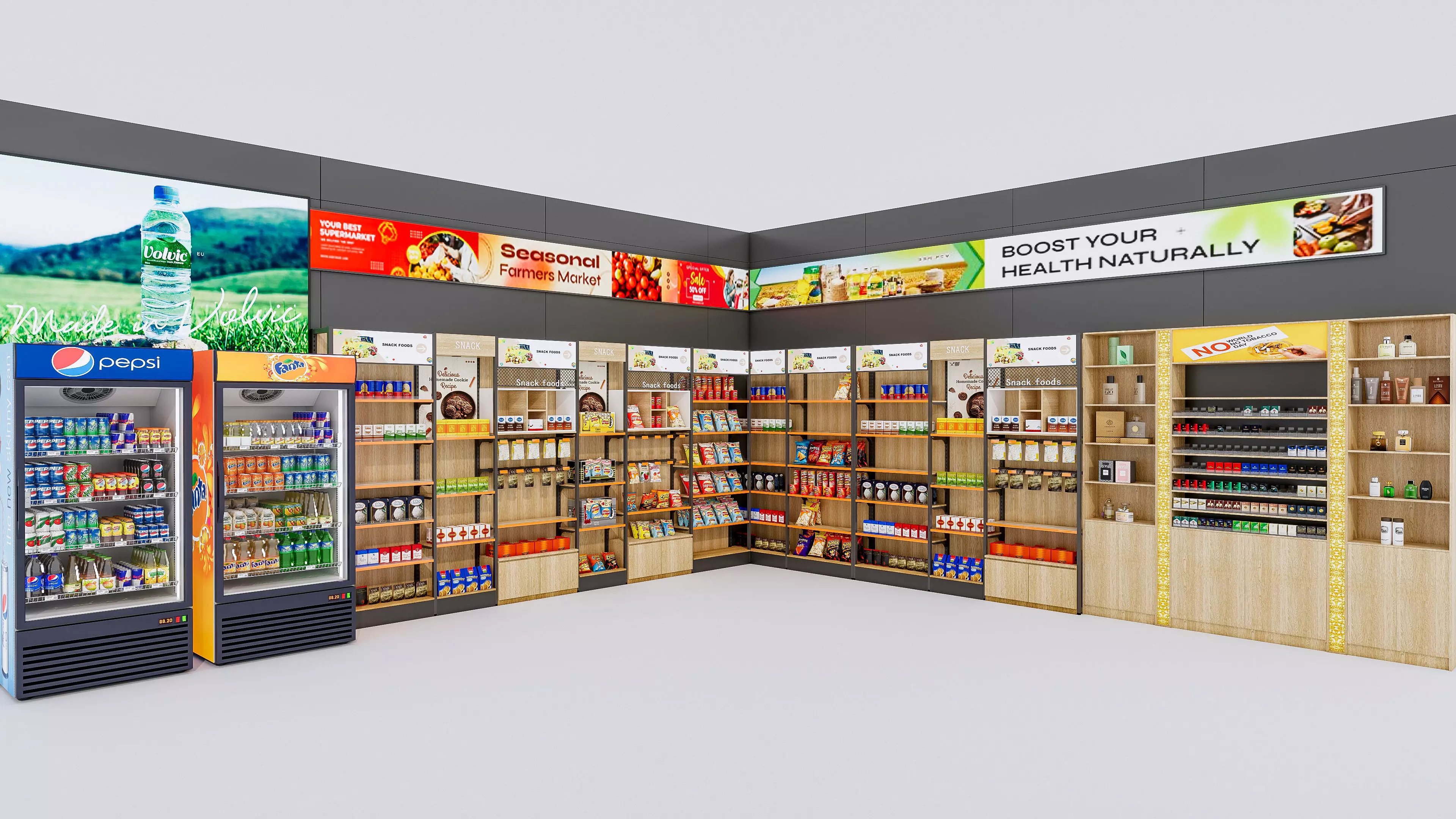 Supermarket Convenience Store Shelves Display Racks 4 3D model_9