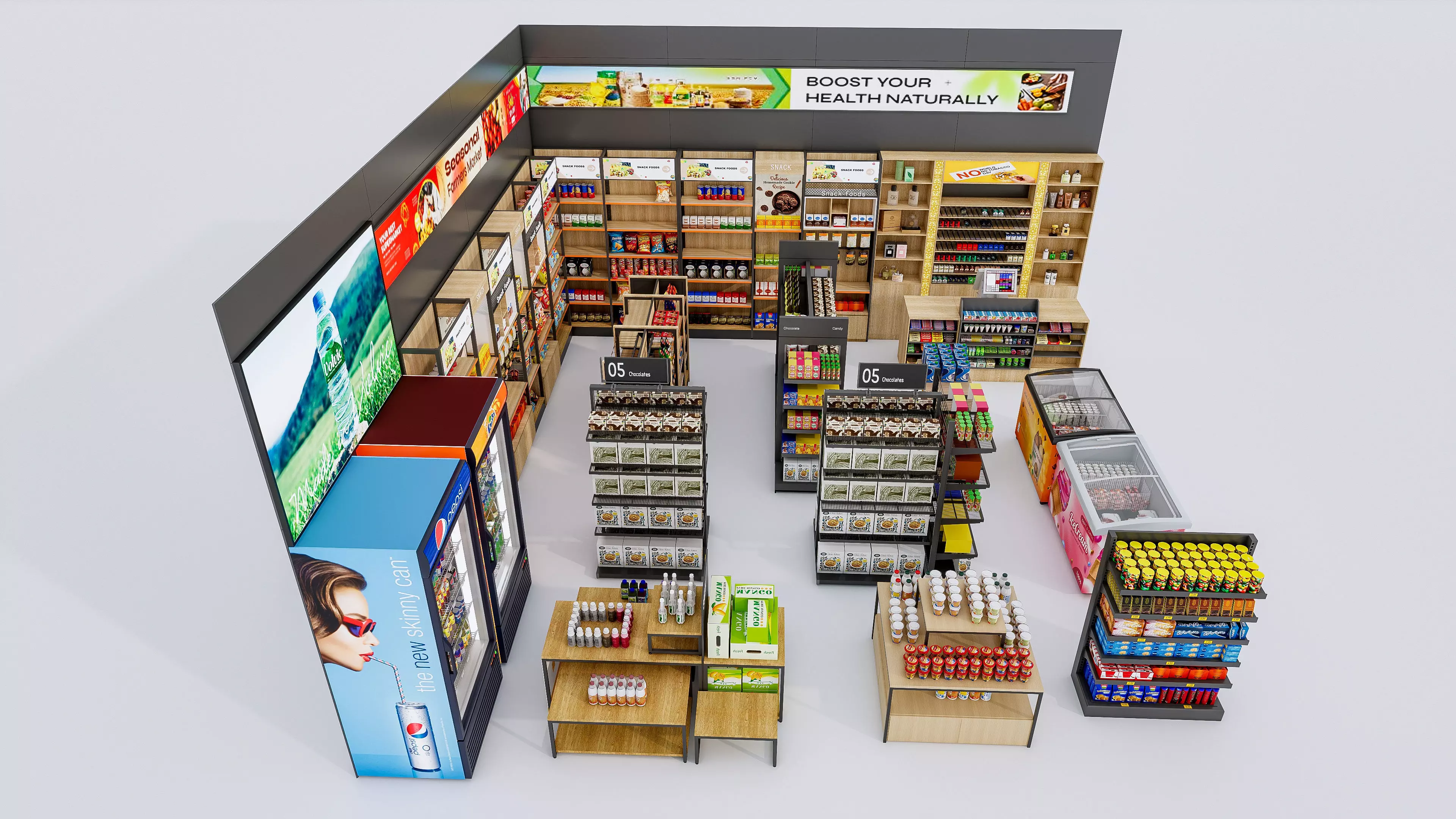 Supermarket Convenience Store Shelves Display Racks 4 3D model_13