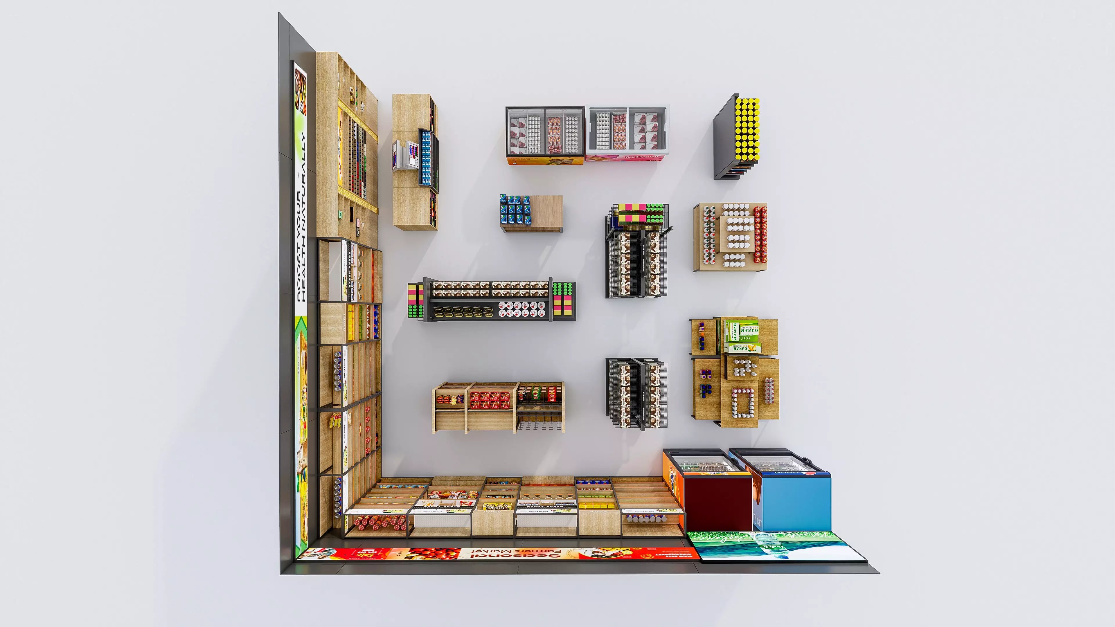 Supermarket Convenience Store Shelves Display Racks 4 3D model_10