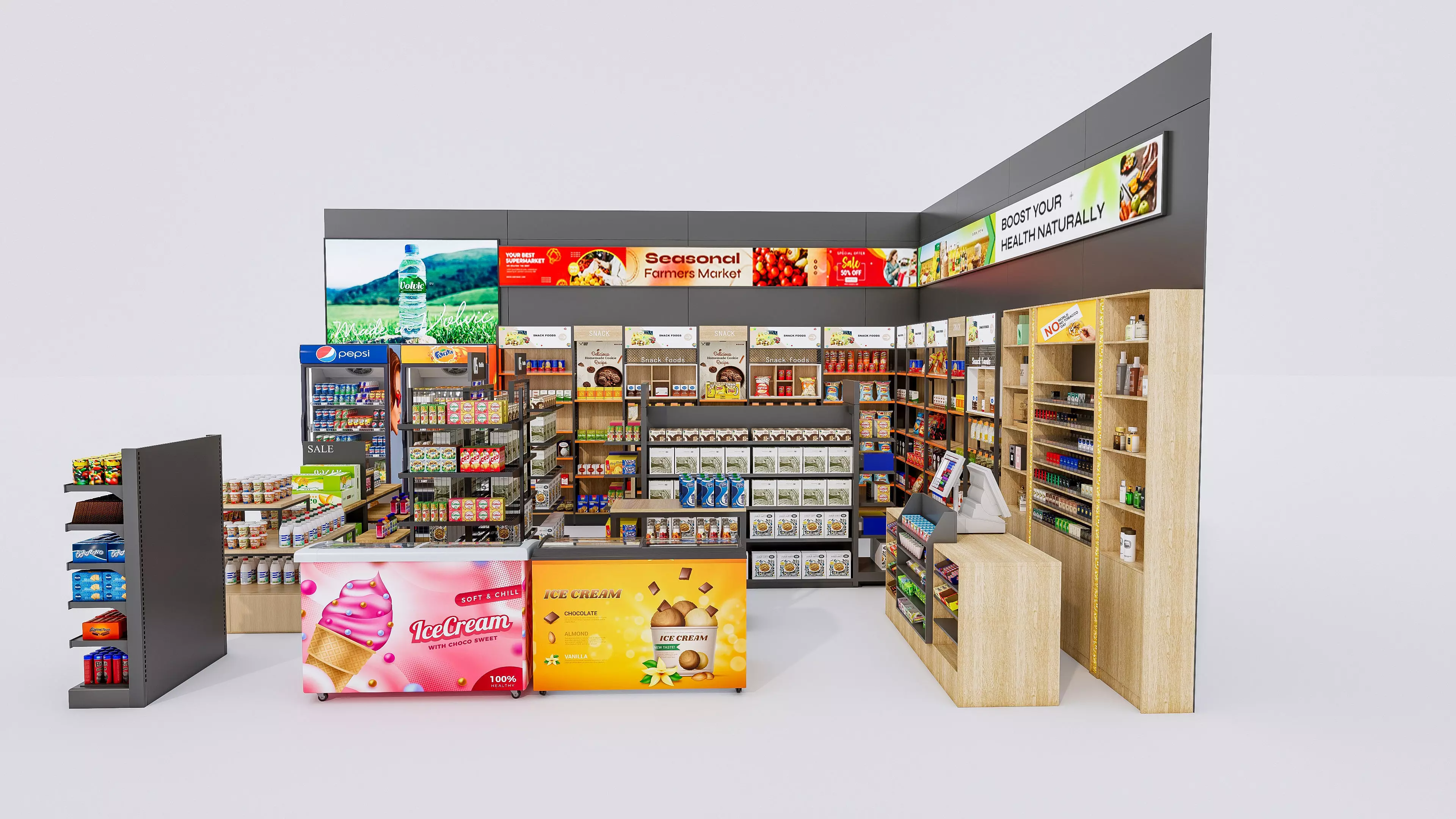 Supermarket Convenience Store Shelves Display Racks 4 3D model_18