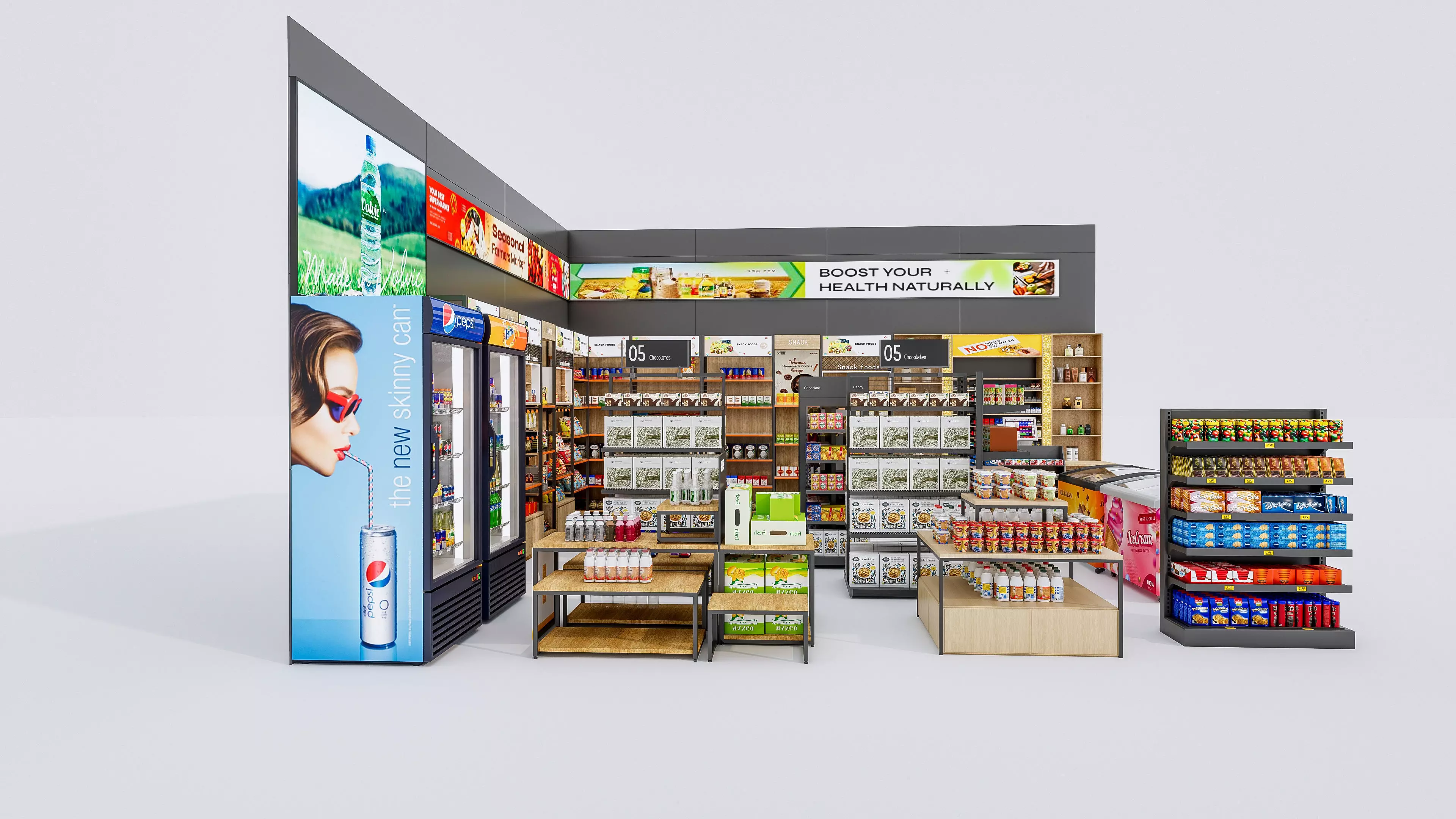 Supermarket Convenience Store Shelves Display Racks 4 3D model_14