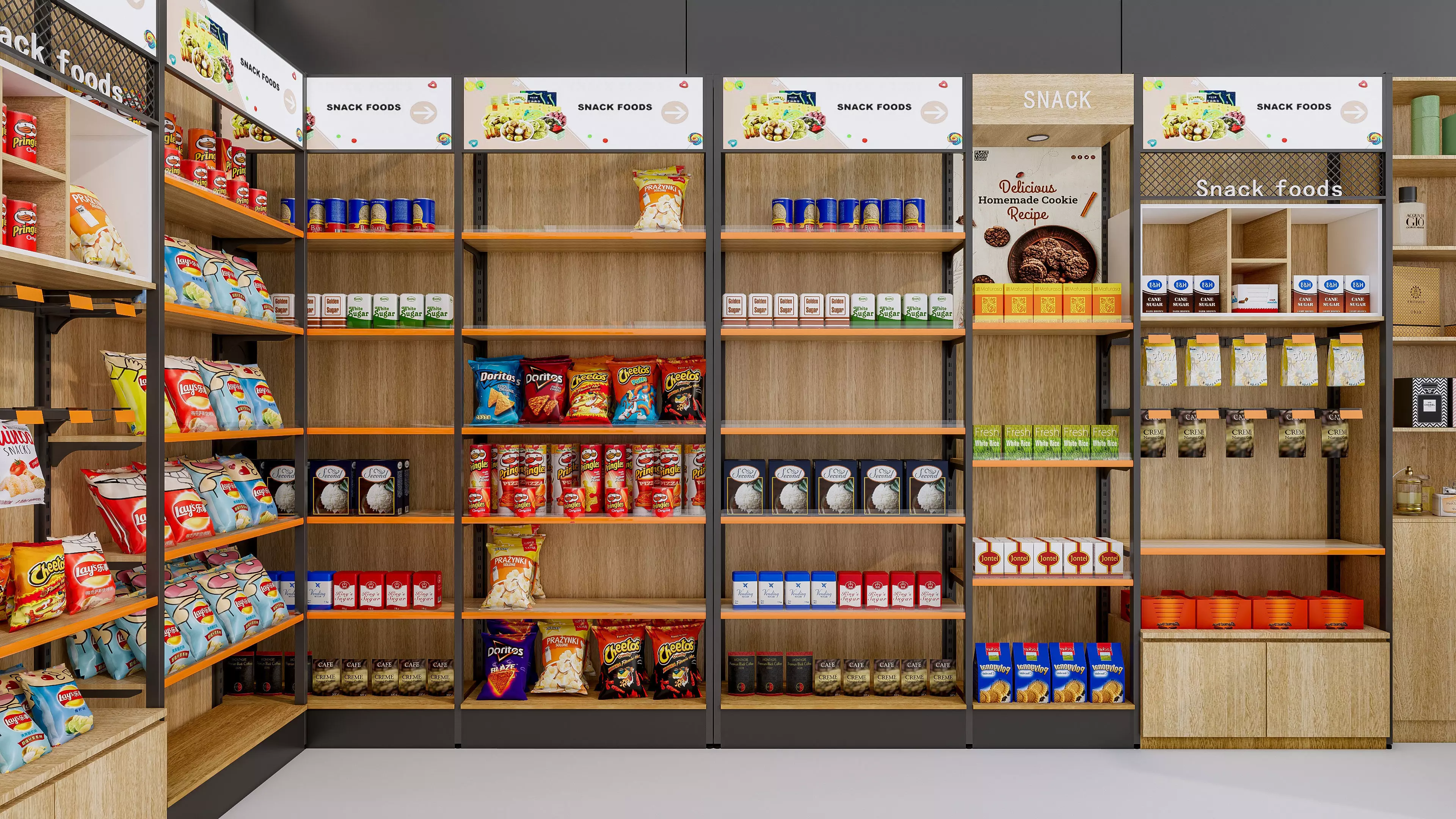 Supermarket Convenience Store Shelves Display Racks 4 3D model_7