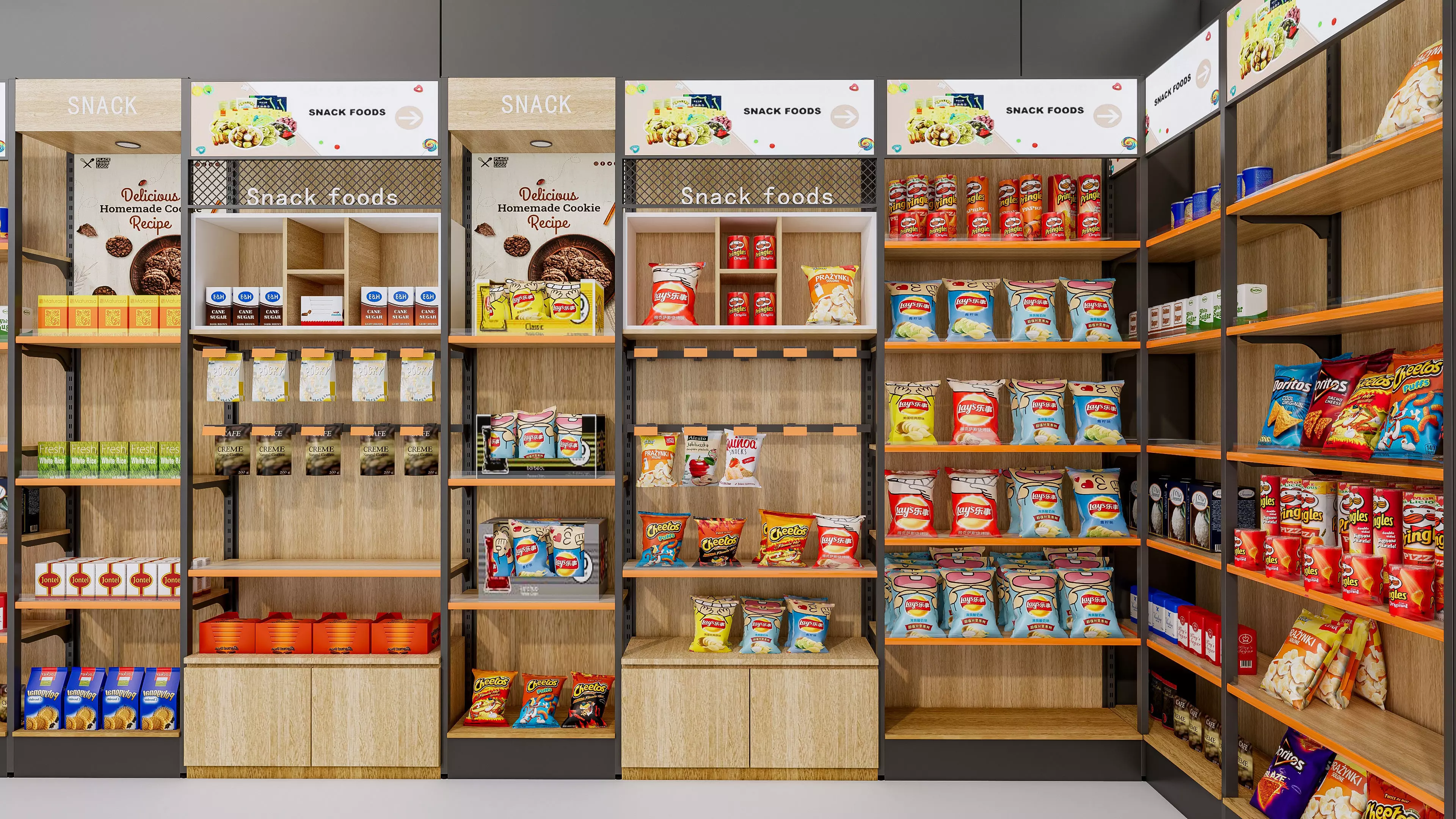 Supermarket Convenience Store Shelves Display Racks 4 3D model_6