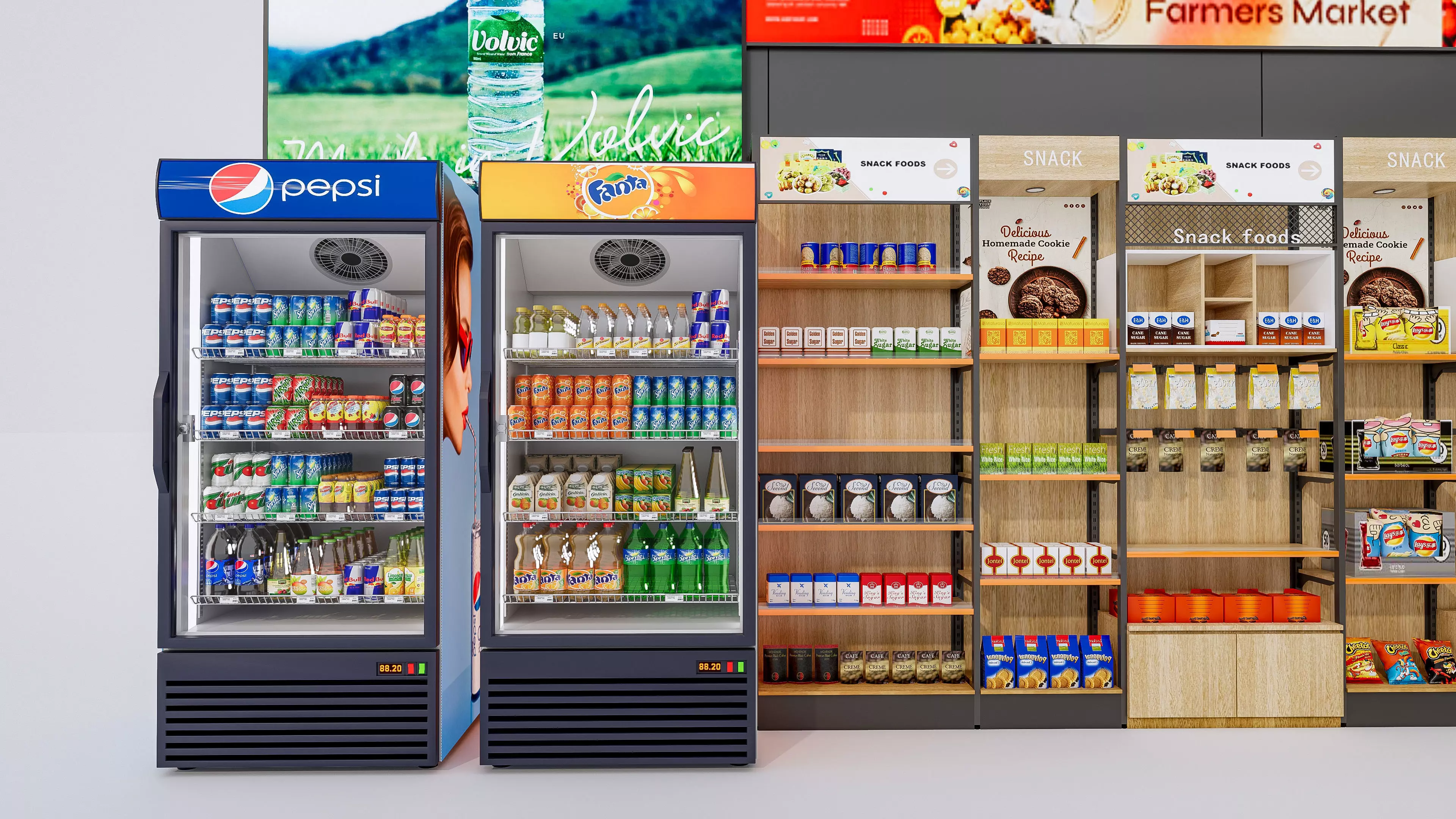 Supermarket Convenience Store Shelves Display Racks 4 3D model_5