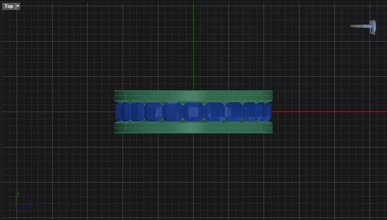 Channel Set Radiant Square eternity ring w bead N03 3036CT EU54 3D print model_6
