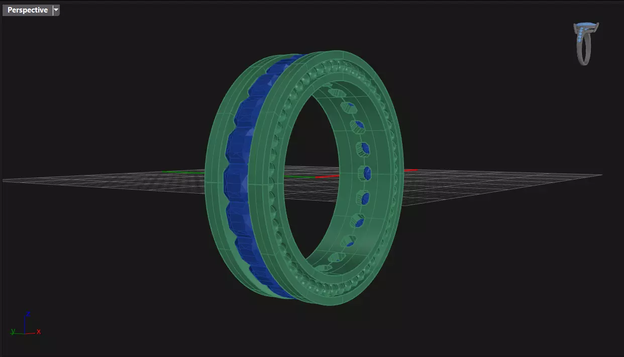 Channel Set Radiant Square eternity ring w bead N03 3036CT EU54 3D print model_5