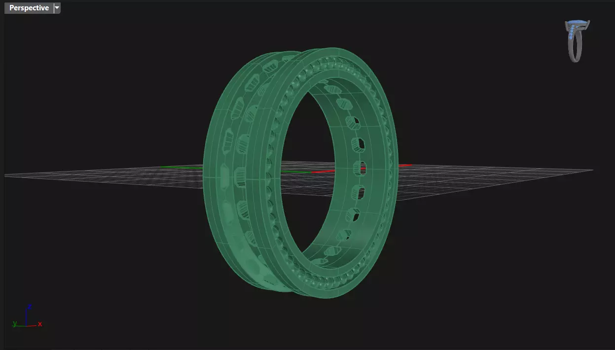 Channel Set Radiant Square eternity ring w bead N03 3036CT EU54 3D print model_9