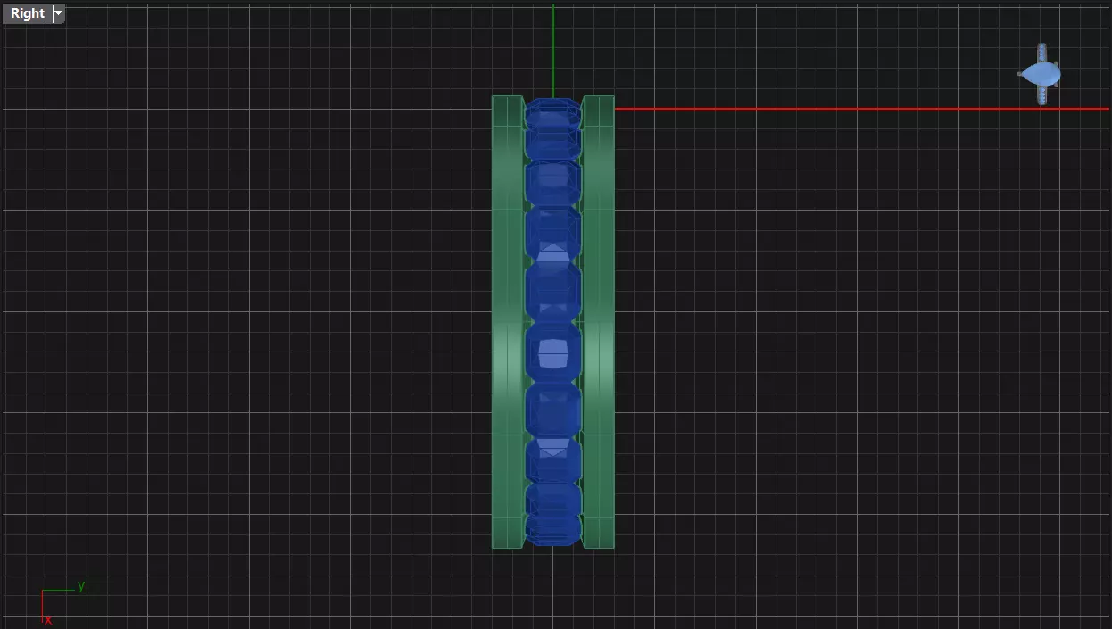 Channel Set Radiant Square eternity ring w bead N03 3036CT EU54 3D print model_8