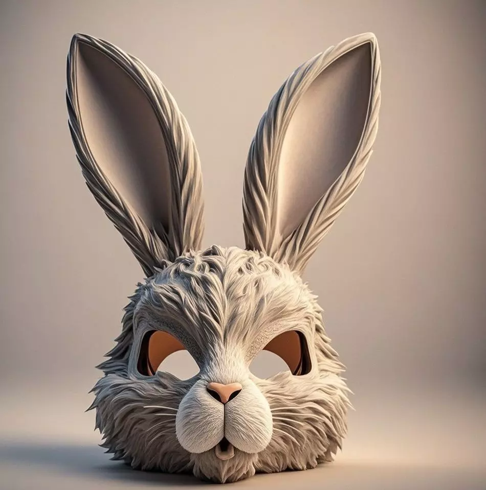 Wearable Realistic Rabbit Mask 3D print model_0