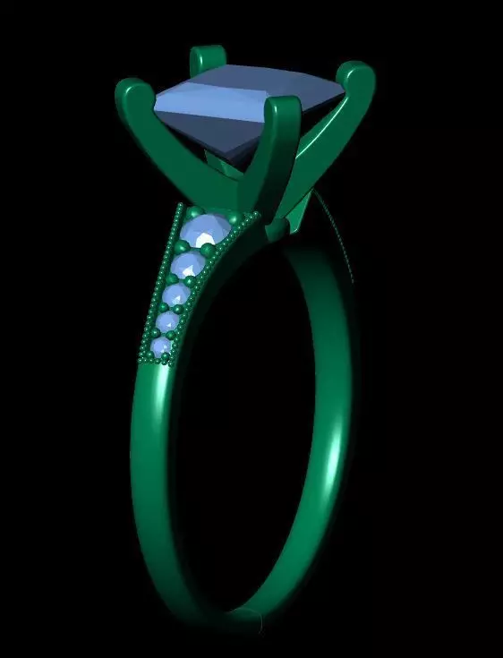 Princess Engagement Ring 3D print model_16