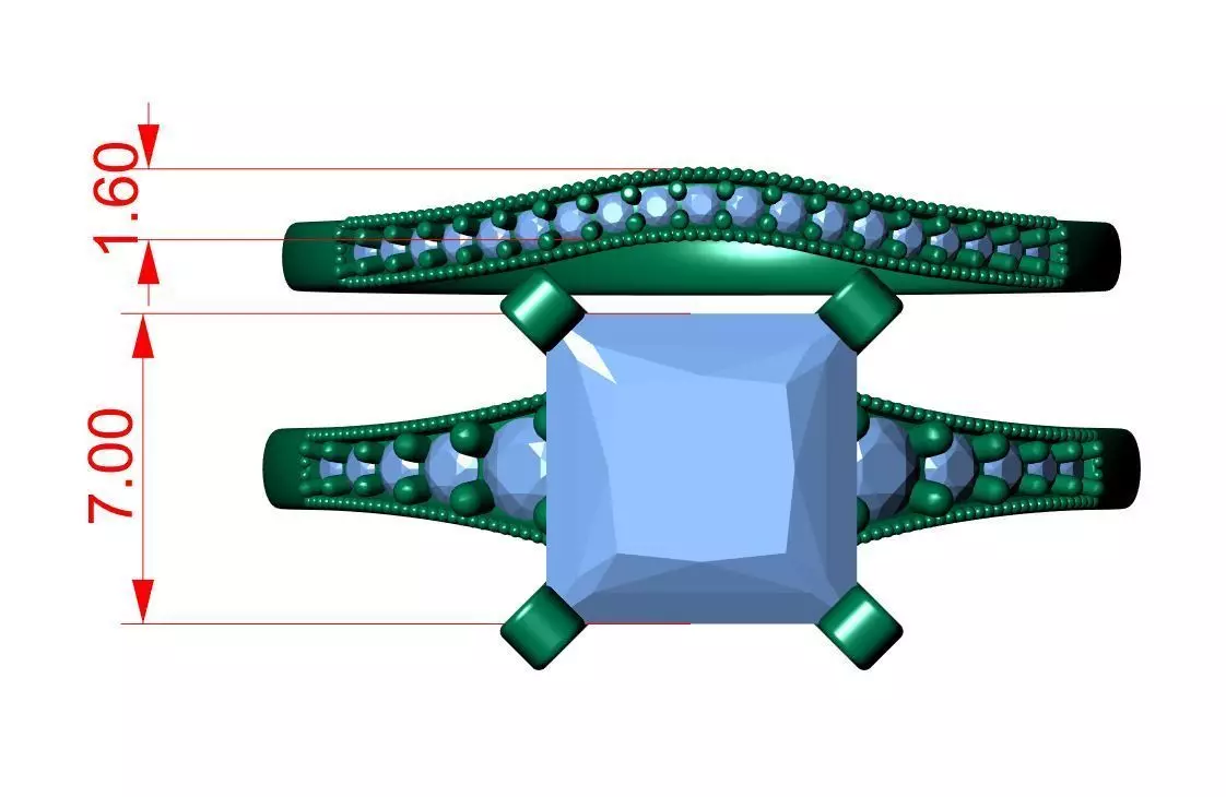 Princess Engagement Ring 3D print model_11