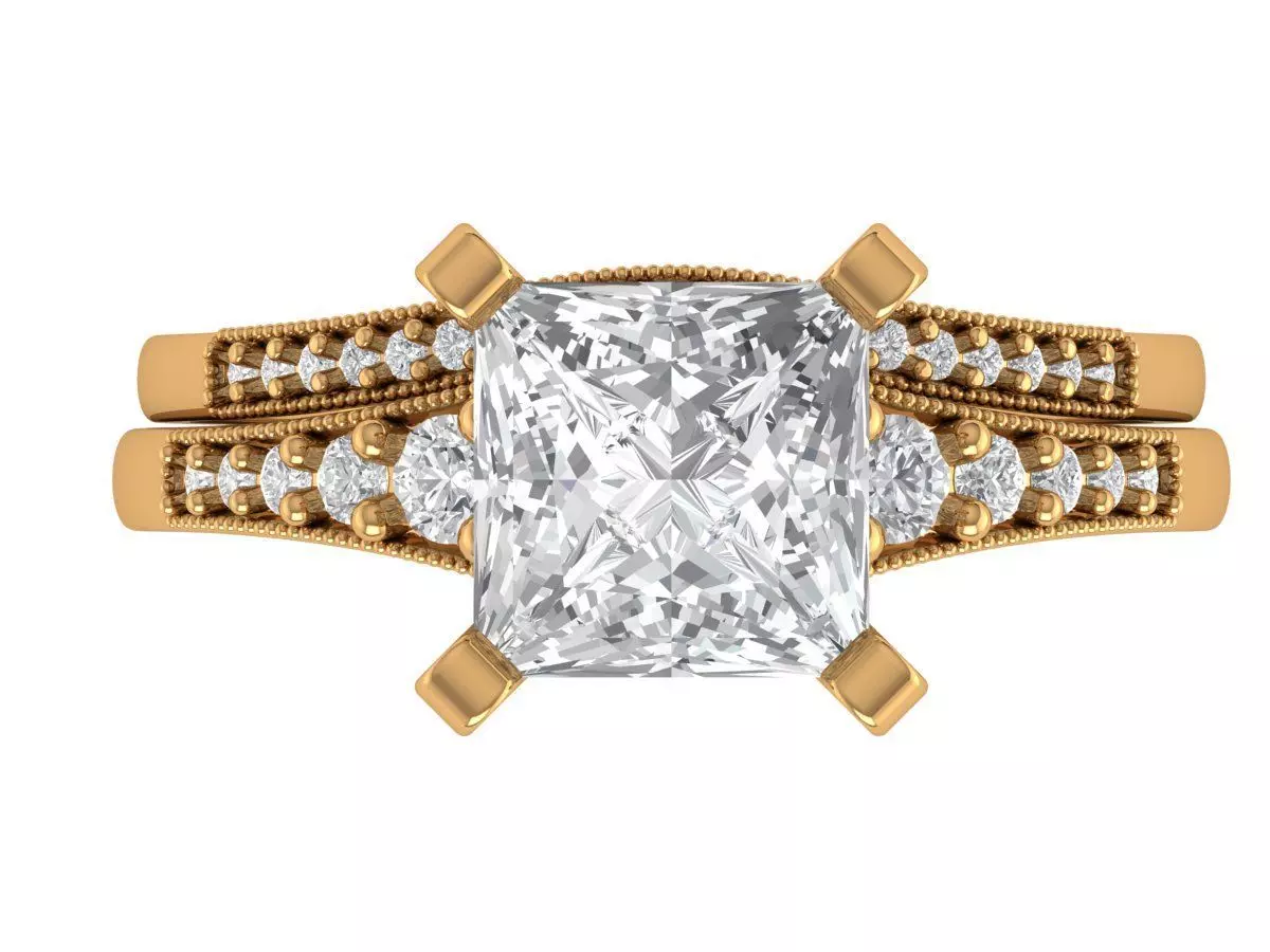 Princess Engagement Ring 3D print model_5