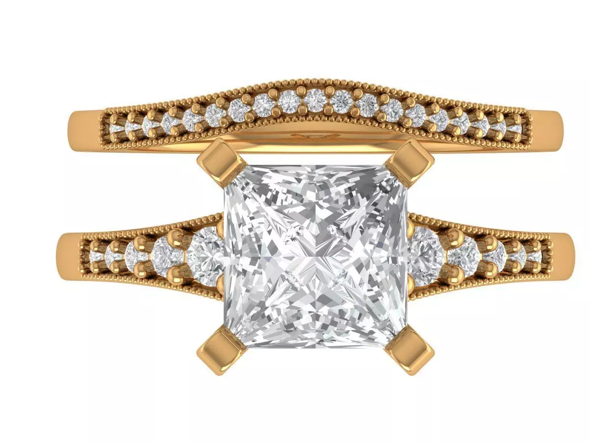 Princess Engagement Ring 3D print model_3