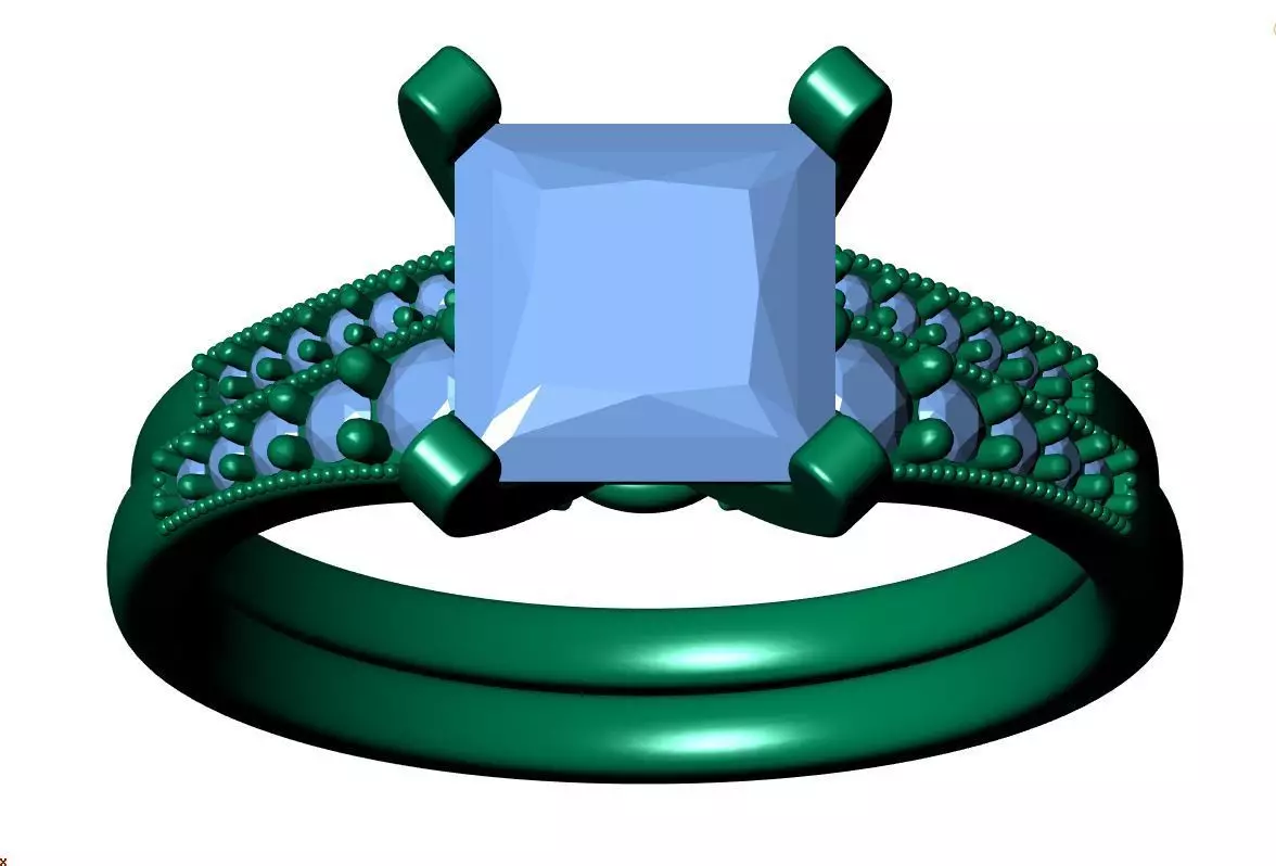 Princess Engagement Ring 3D print model_13