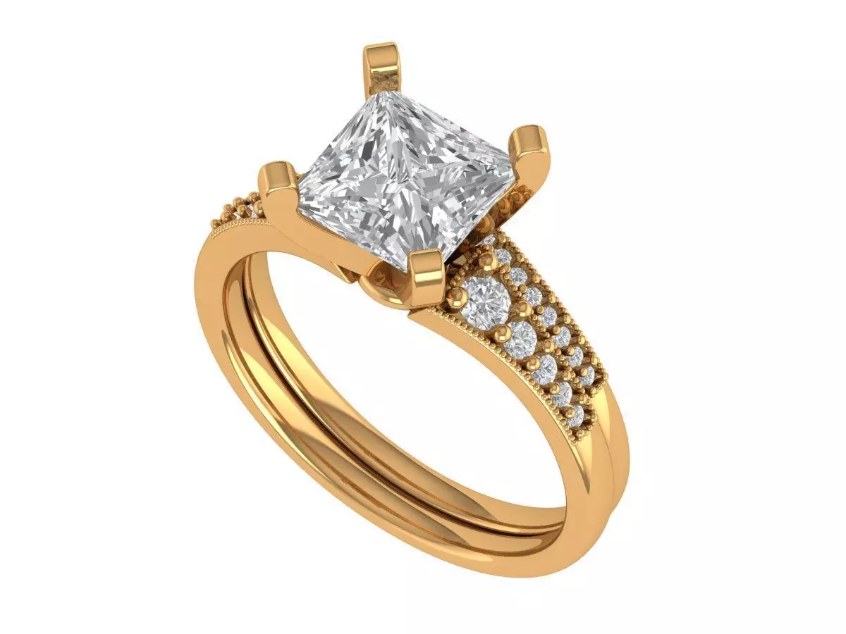 Princess Engagement Ring 3D print model_2