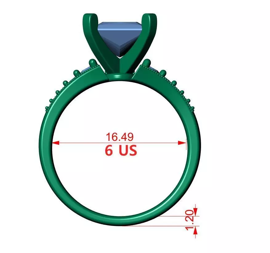 Princess Engagement Ring 3D print model_14