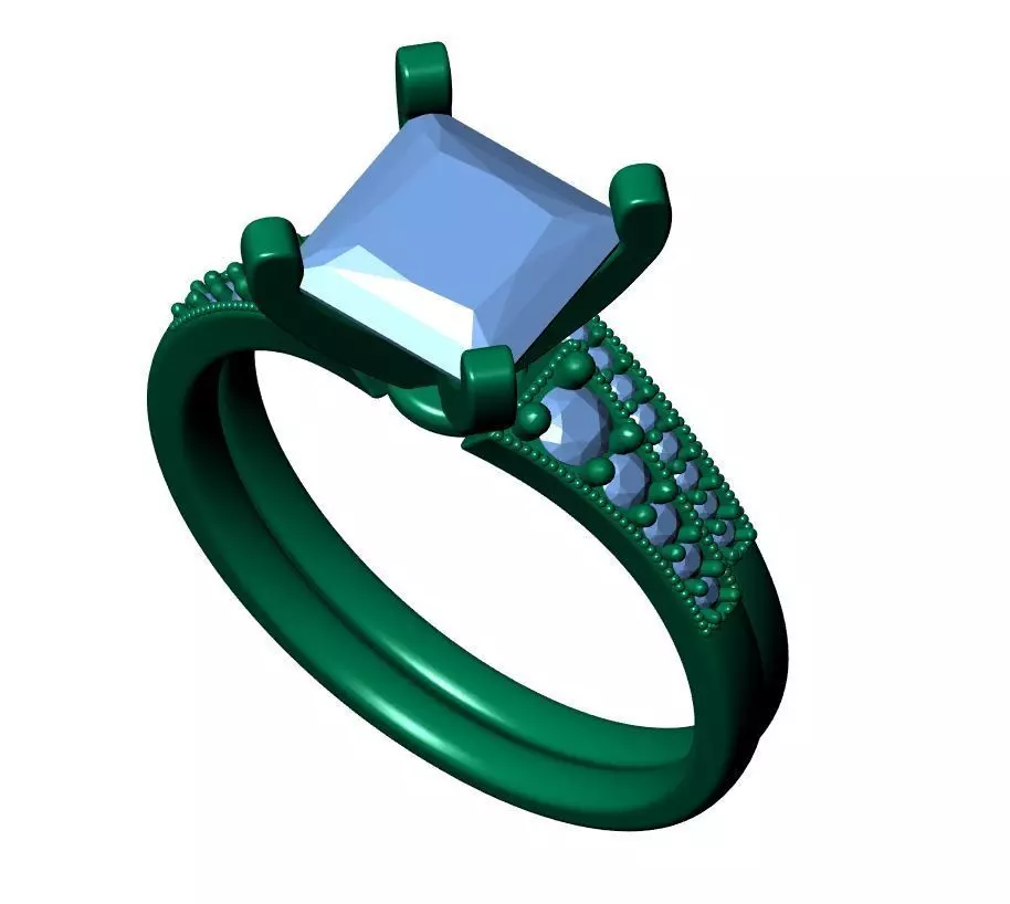 Princess Engagement Ring 3D print model_9