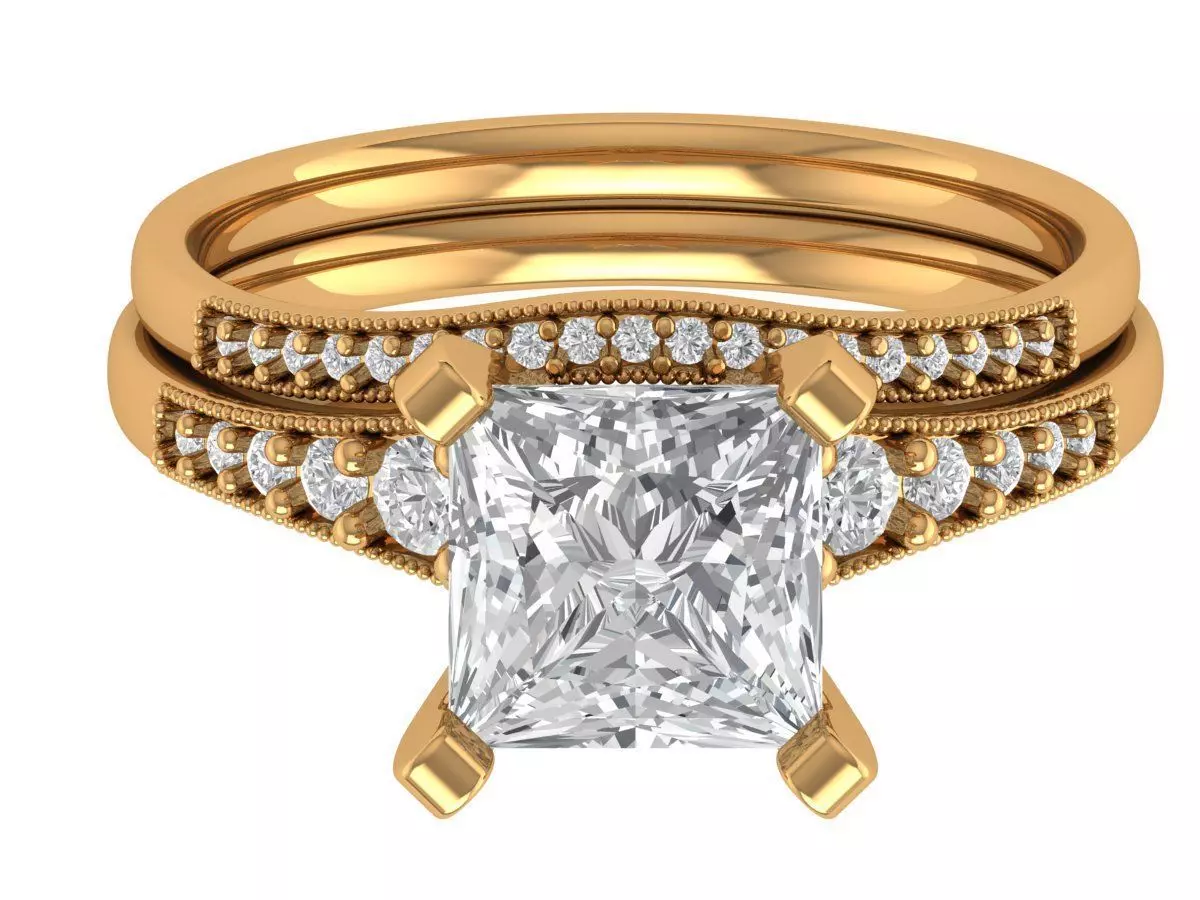 Princess Engagement Ring 3D print model_0