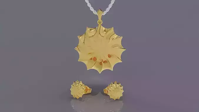 Twisted gold pendant and earrings set