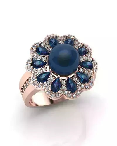 pearl pear halo high jewelry ring