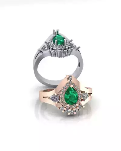 pear emerald engagement jewelry ring