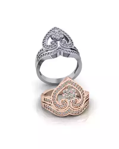 heart flower setting engagement jewelry ring