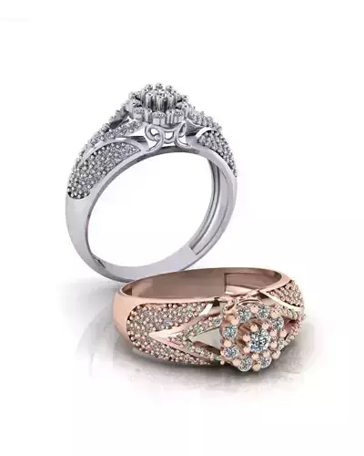 flower and pave setting engagement jewelry ring 