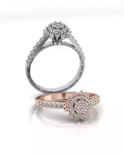 flower setting halo engagement jewelry ring 