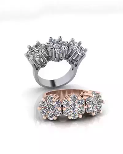 3 flower setting engagement jewelry ring