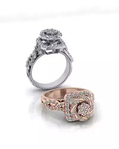 flower setting solitaire engagement jewelry ring 