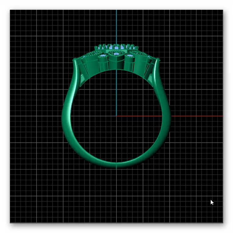 pave setting emerald shape jewelry ring 3D print model_2