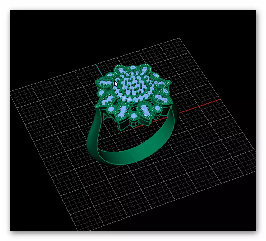 pave setting emerald shape jewelry ring 3D print model_1