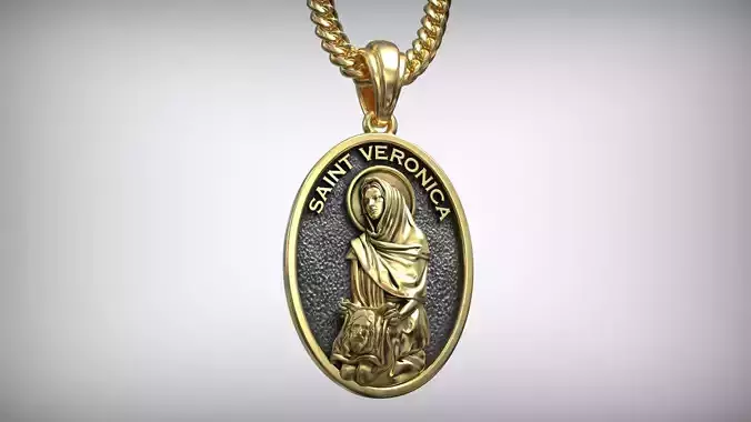 Saint Veronica Oval Medal Catholic Christian Pendant