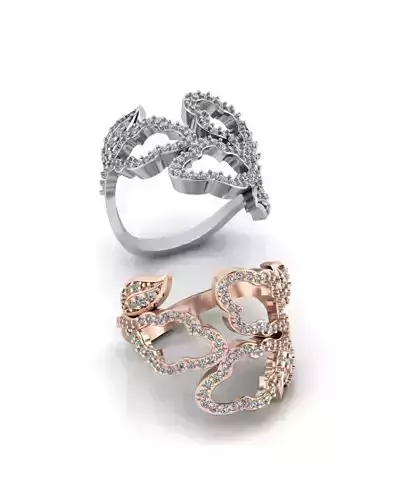 bypass leaf jewelry ring