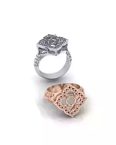 4 leaf flower engagement jewelry ring 