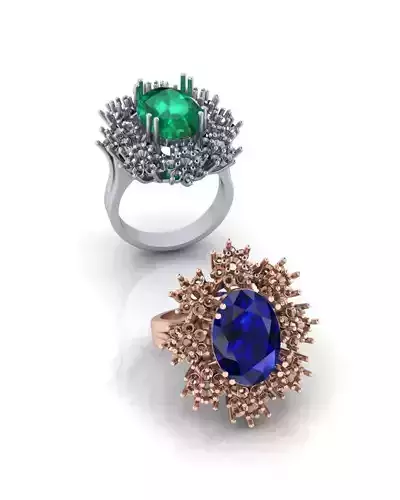 oval halo flower setting jewelry ring 